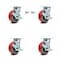 Service Caster 5 Inch Red Poly on Steel Caster Set with Roller Bearings 4 Brake 2 Swivel Lock SCC-30CS520-PUR-RS-TLB-BSL-2-TLB-2 - alternate 2